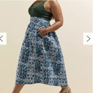 Anthropologie Blue and Green Midi Skirt